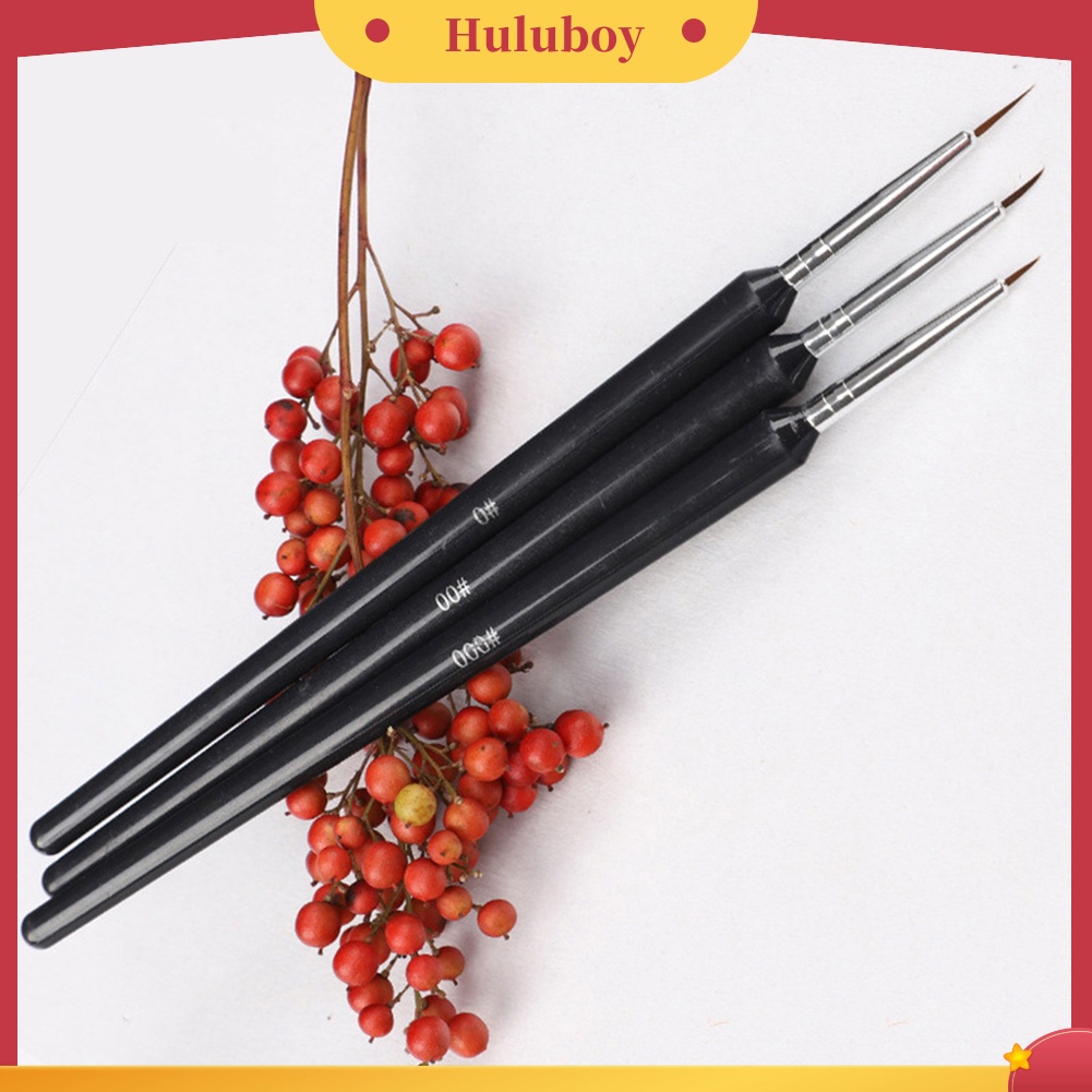 {In Stock} 3Pcs Kuas Lukisan Nail Art Kait Garis Tarik Bunga Pen Gel Extension
