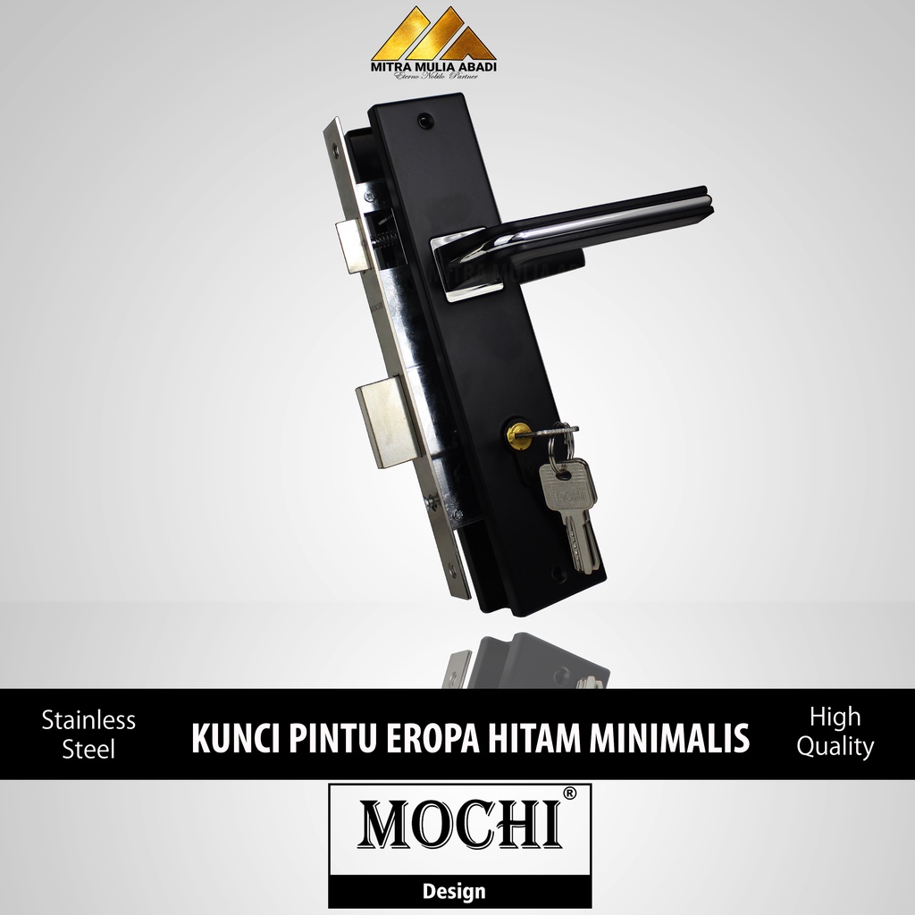 Kunci Pintu Handle Besar Hitam Minimalis Eropa Fullset