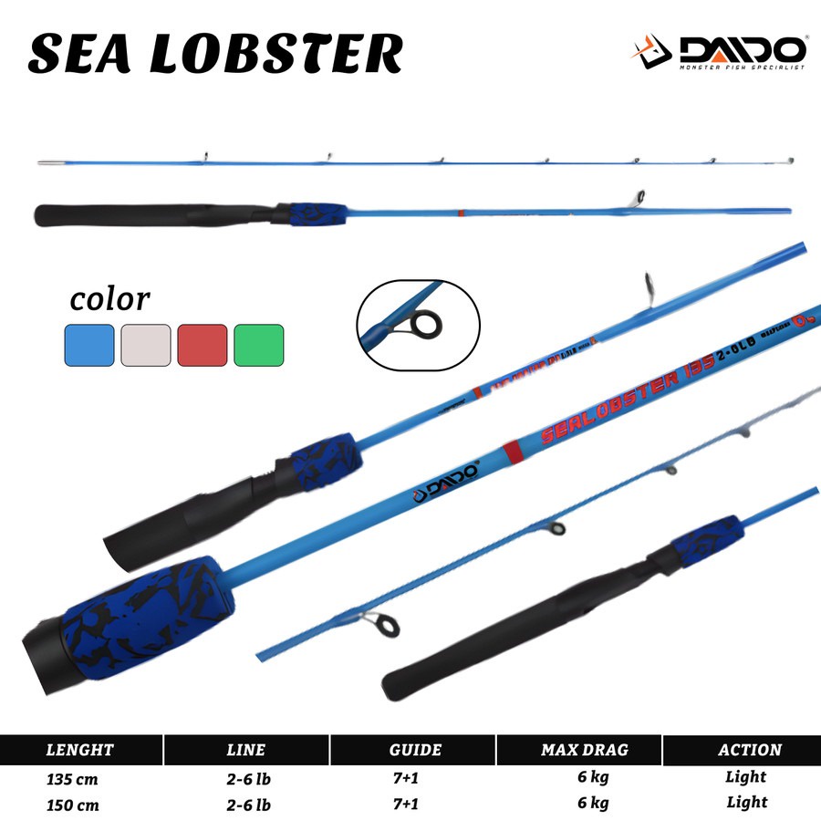 New Daido Sea Lobster Rod Joran Pancing Rod 135 150 cm Spinning Ultralight Fiber Lentur