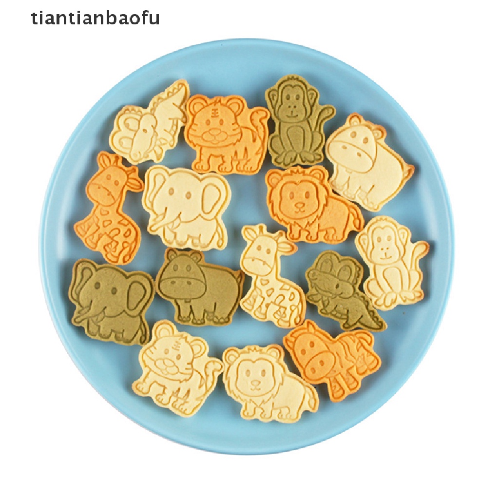 [tiantianbaofu] 6/8pcs Cookie Cutters Stamp Pressable Untuk Biskuit Pastry Baking Cookies Cetakan Butik