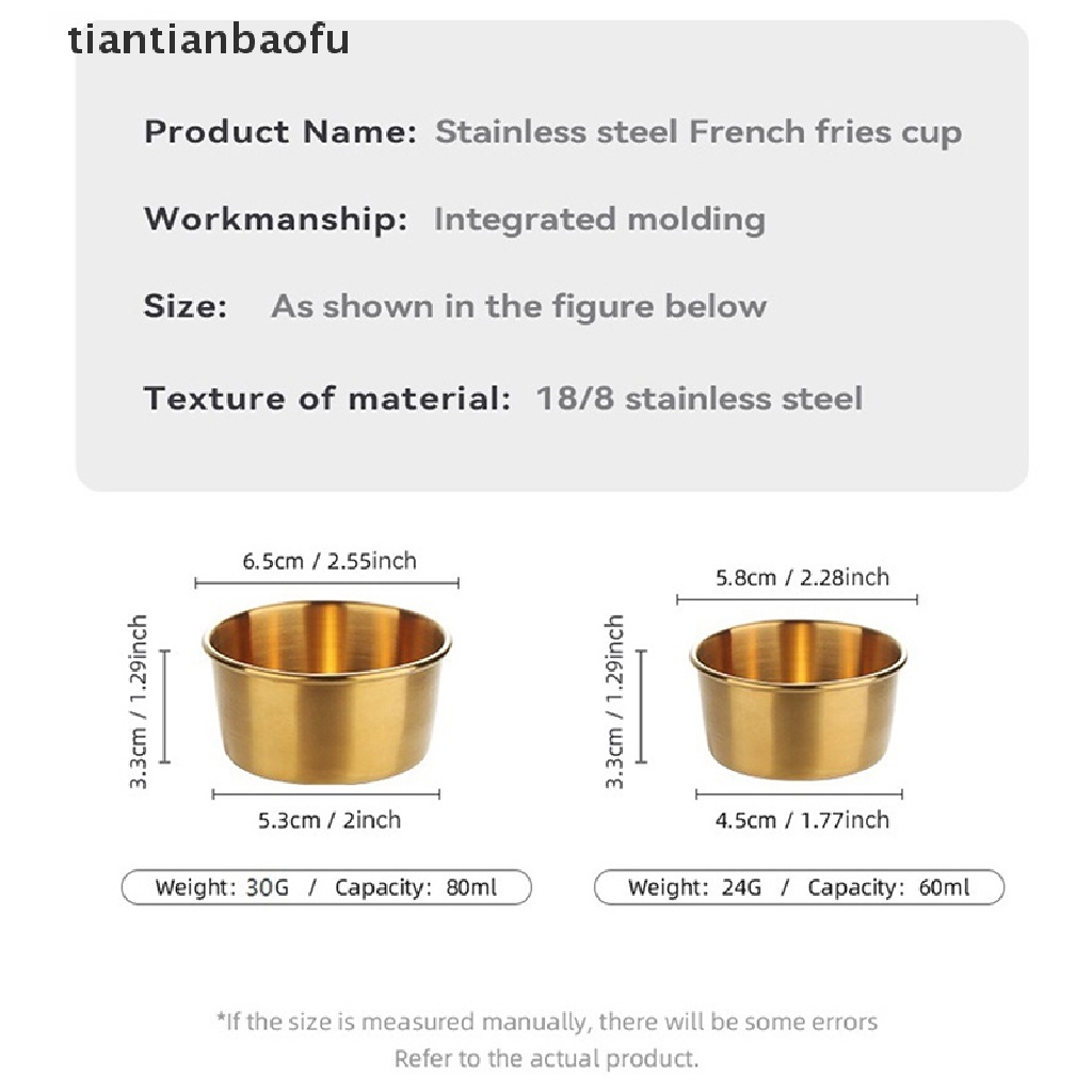 [tiantianbaofu] Piring Bumbu Stainless Steel Bulat Hot Pot Dipping Bowl Wadah Saus Makanan Butik