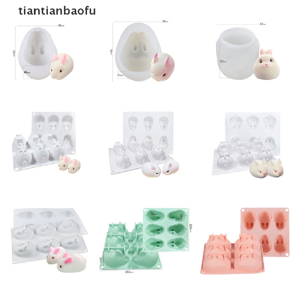 [tiantianbaofu] 1per6lubang Silikon 3D Bunny Rabbit Mold Cetakan Dekorag Kue Untuk Baking Mousse Boutique