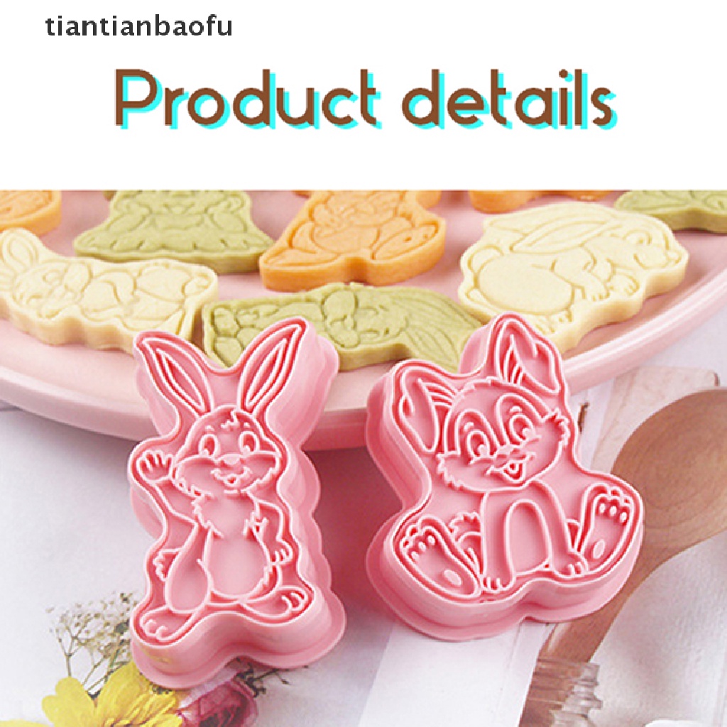 [tiantianbaofu] 8pcs/set Paskah Cookie Pemotong 3D Kelinci Kartun Bunny Cetakan Alat Kue Butik