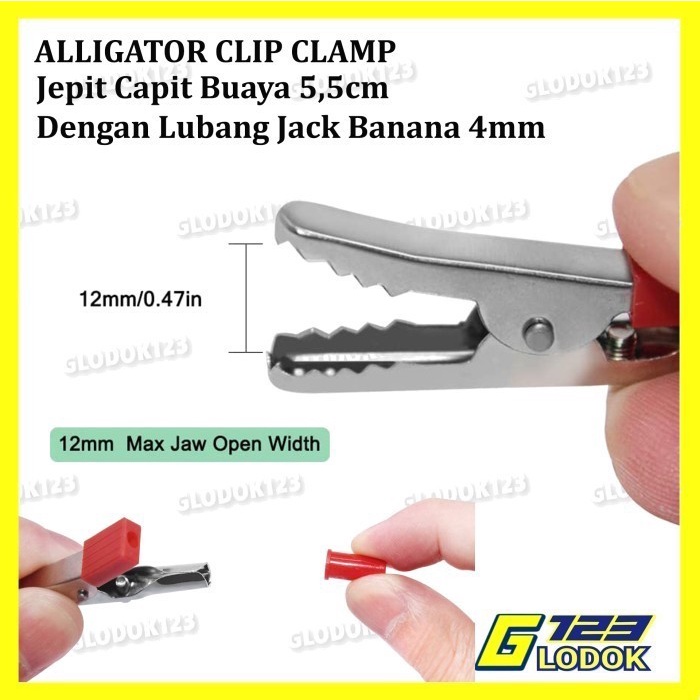 Jepit Capit Buaya Besar 5.5cm Aki Accu Alligator Clip Test Probe Plug