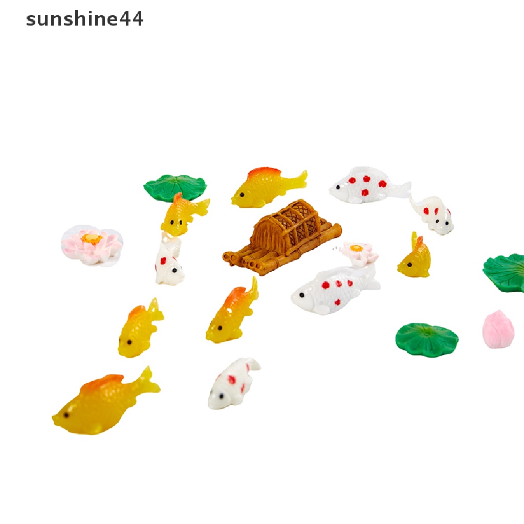 Sunshine Hias Teratai Ikan Warna-Warni DIY Miniatur Ornamen Lanskap Mikro Mini ID