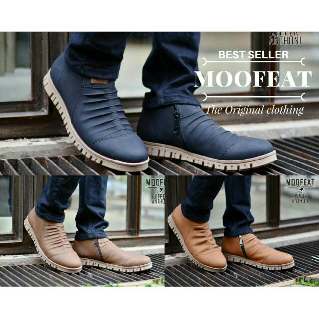 SEPATU BOOTS RESLETING [ ORIGINAL MOOFEAT ] Sepatu Boots Pria Resleting Boots Slop Formal