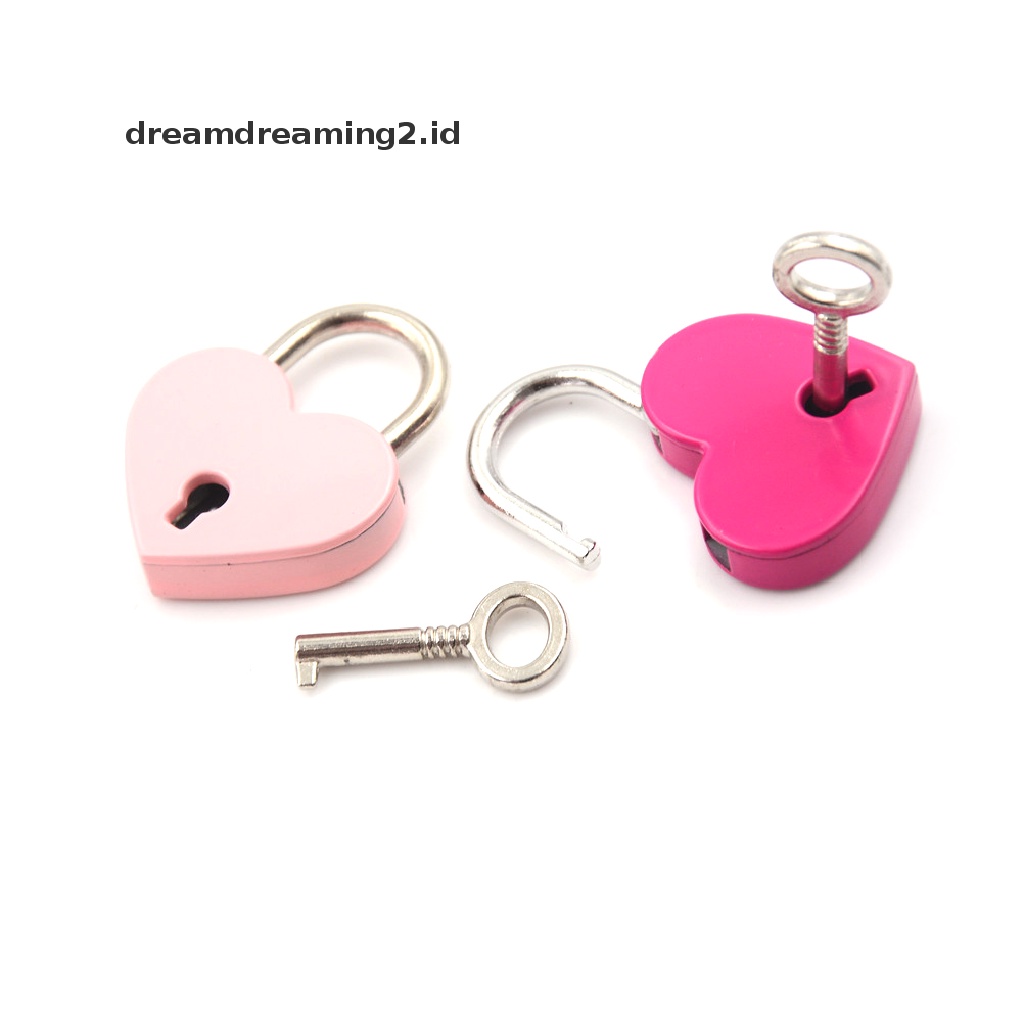 (hot) Gembok Mini Love Bentuk Hati Padlock Tiny Luggage Bag Case Lock Dengan Kunci//