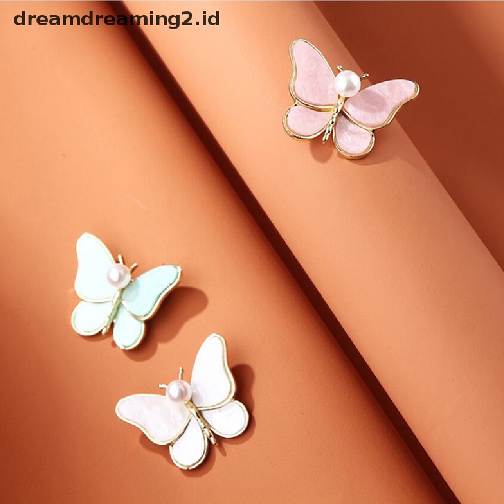 (hot) Fashion Shiny Pearl Butterfly Bros Pin Serangga Wanita Perjamuan Pernikahan Perhiasan//