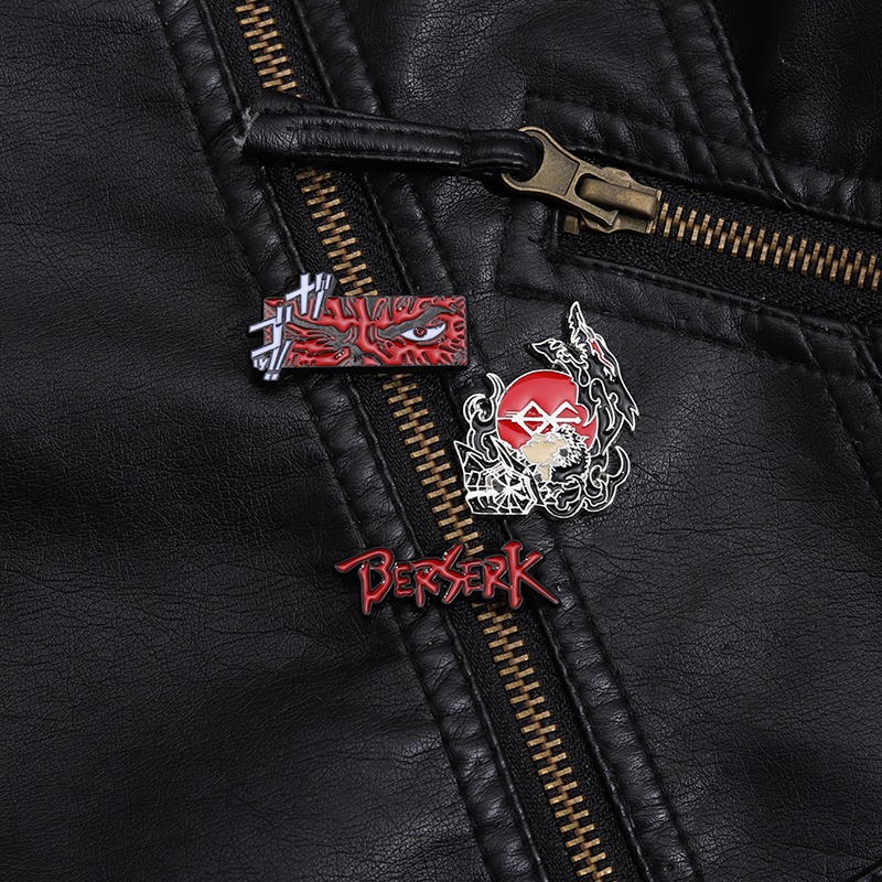 Komik BERSERK Pinggiran Lapel Pin Fury Warrior Bust Pin Dicetak Warrior Gus Anjing Hitam Lencana Hadiah Untuk Teman Aksesoris Pakaian