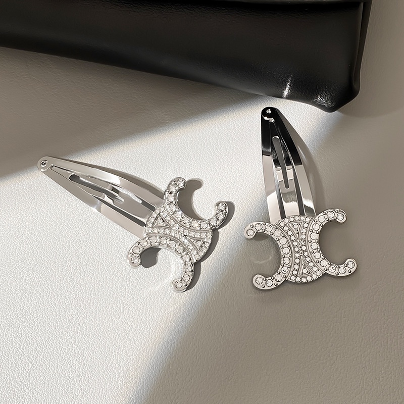 Vintage Mewah Emas Dan Perak Berlian Jepit Rambut Korea Manis Double C-Huruf Jepit Rambut Arc De Triomphe Alloy Hair Clip Untuk Wanita