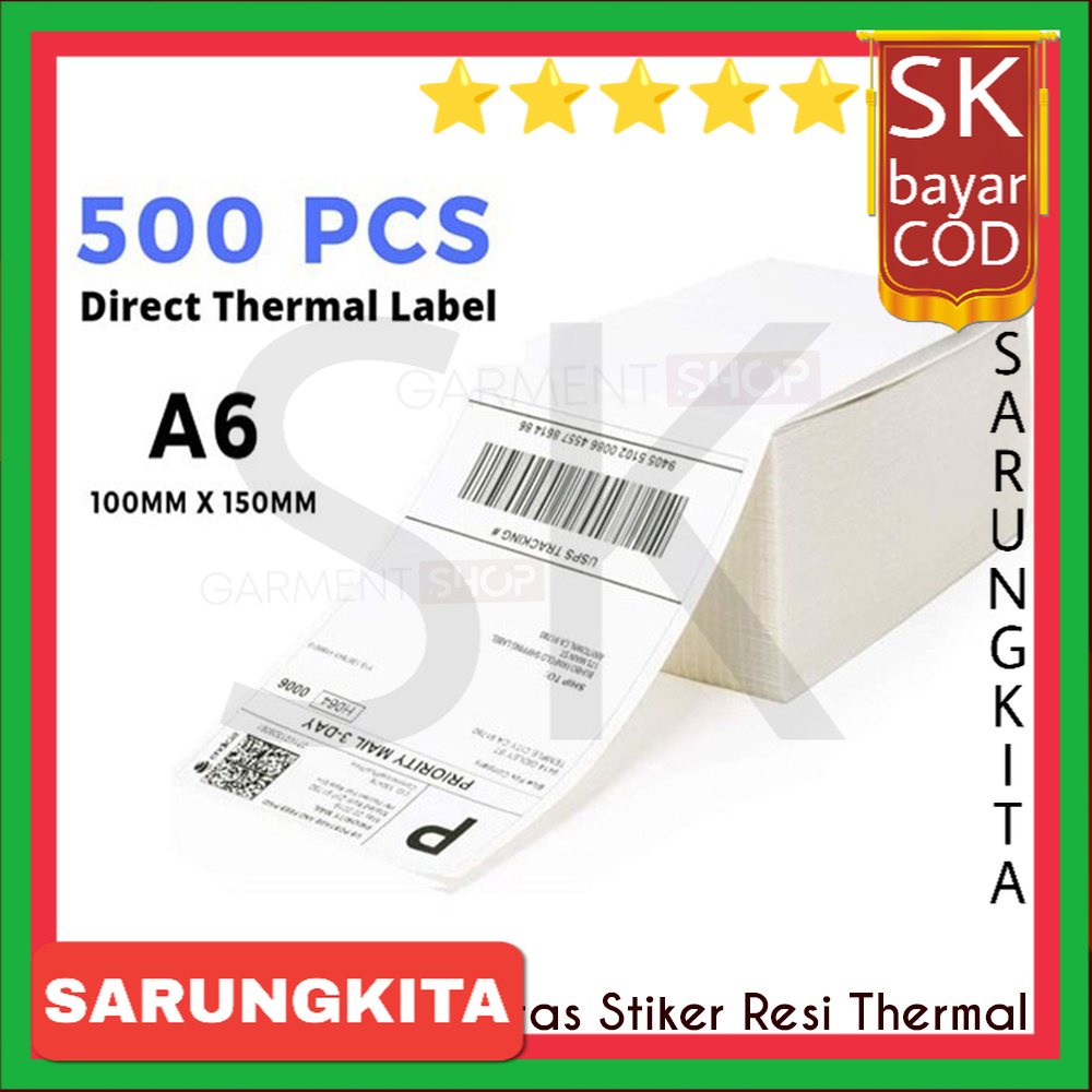 

Kertas Label Print Resi JOB Thermal Stiker Tempel 100x150 mm Isi 500 pcs SARUNGKITA