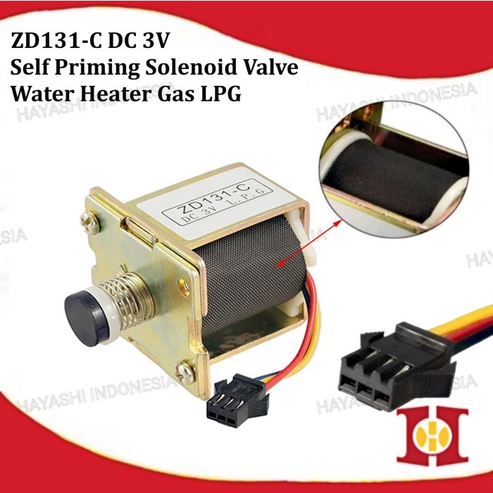 Solenoid Selenoid Valve Water Heater Pemanas Air Gas DC 3V ORIGINAL