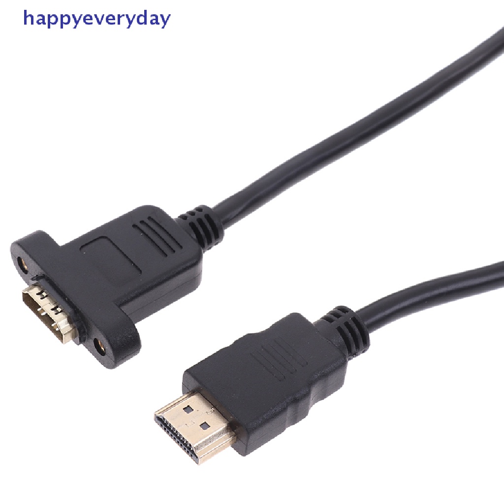 [happy] 1pc Kabel Ekstensi HDMI Male to Female Lapis Emas Dengan Kabel Mount Panel Sekrup [ID]