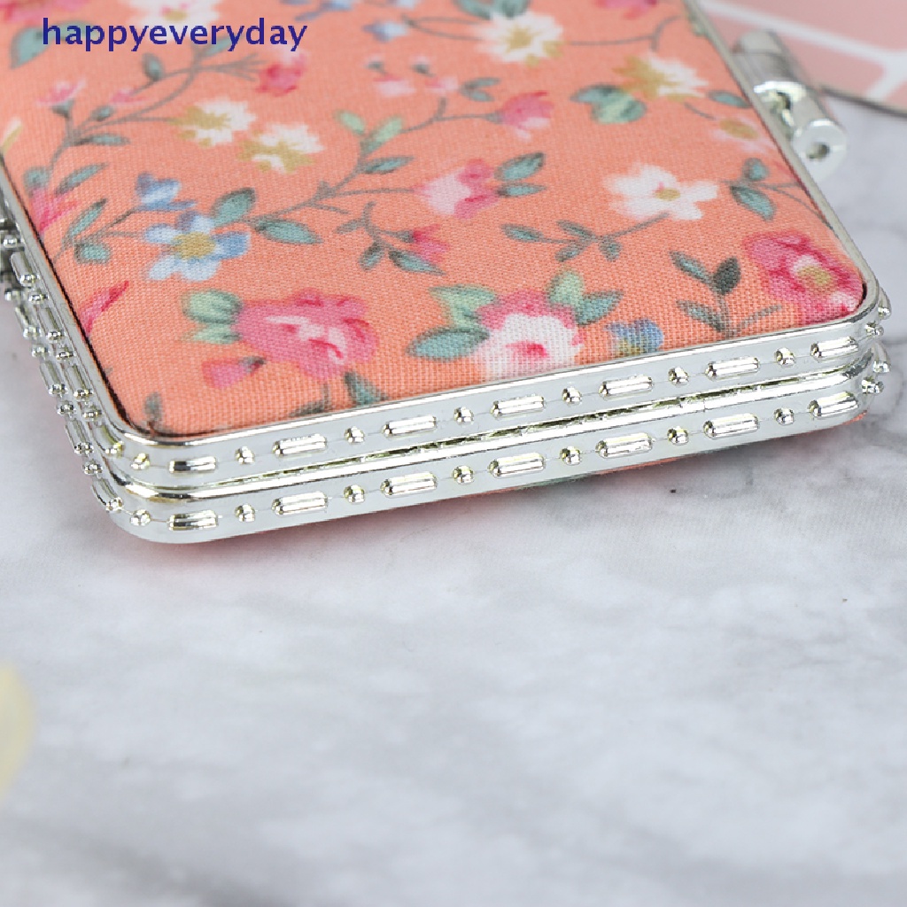[happy] Mini Rias Compact Pocket Flowers Cermin Kosmetik Vintage Lipat Dua Sisi [ID]
