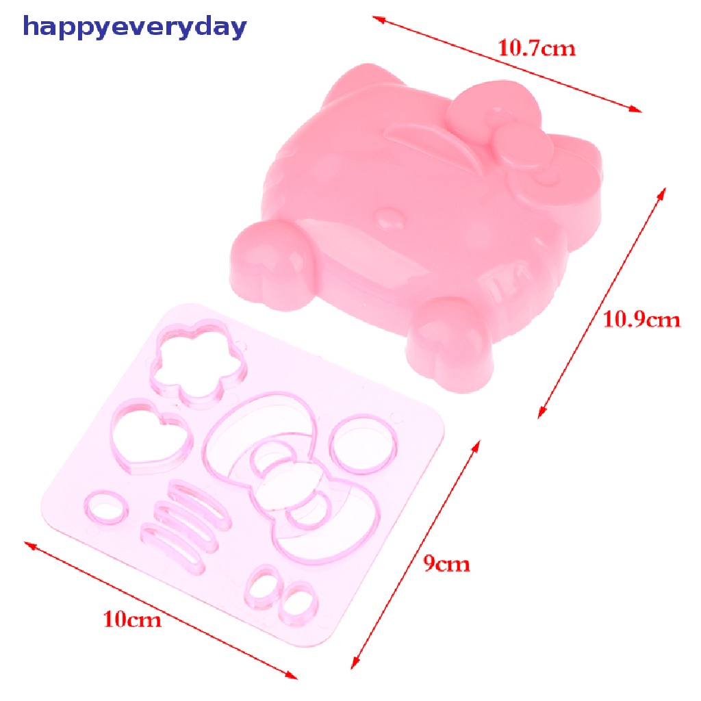 [happy] 1set Kartun KT Bentuk Kucing Silikon Rice Ball Mold Bento Emboss Molds DIY Tool [ID]