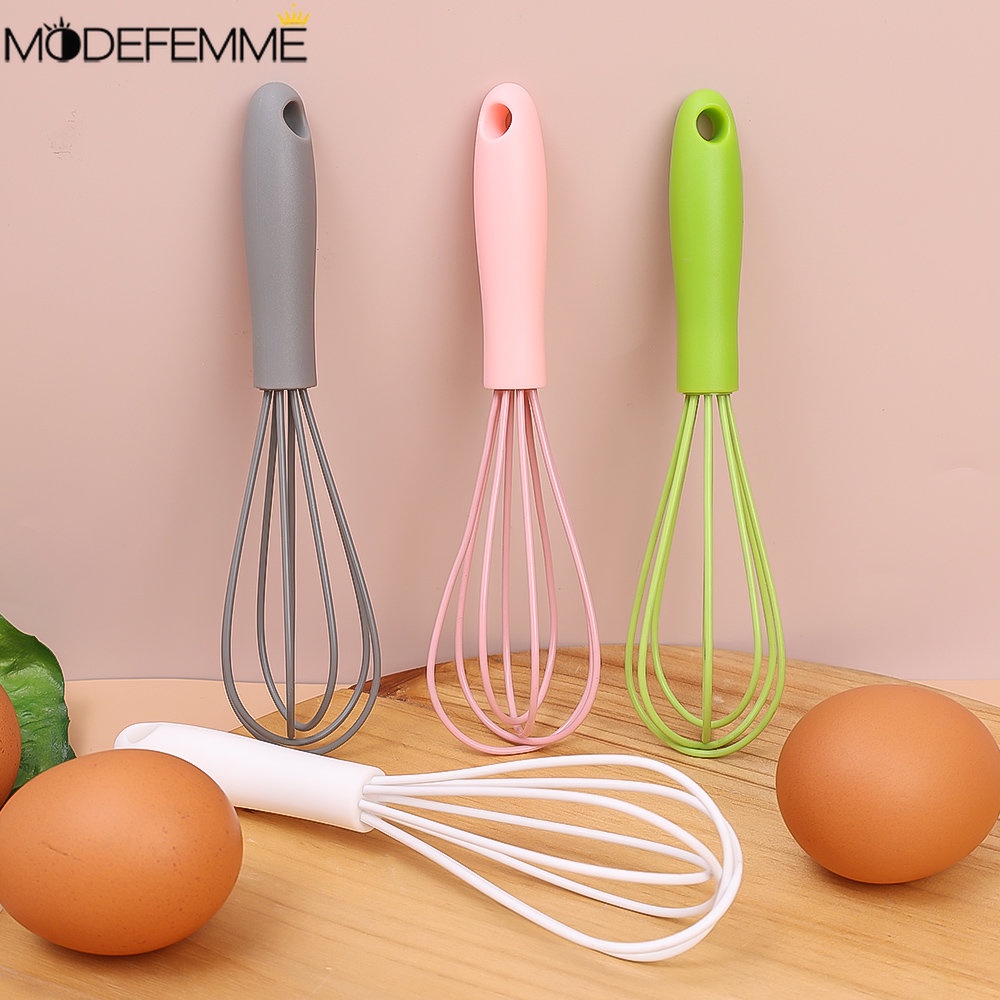 Mixer Non-Slip Mudah Dibersihkan Pengocok Telur Masak Dapur Baking Gadget Mini Silikon Stainless Steel Kocokan Pengocok Telur Minuman Susu Kopi Mixer Foamer Stirrer Silicone Whisk Mixer