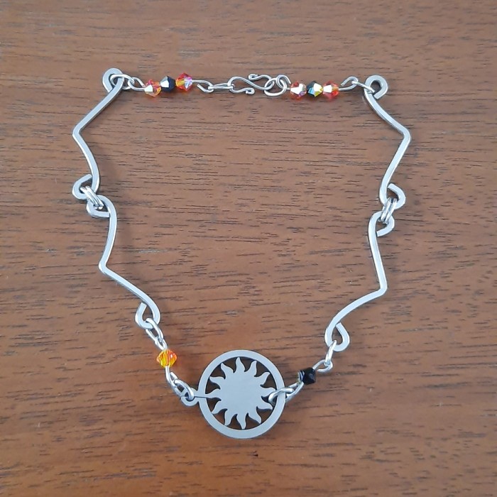 GELANG KAKI WANITA TITANIUM SWAROVSKI 23 CM ANTI KARAT HITAM BAR34
