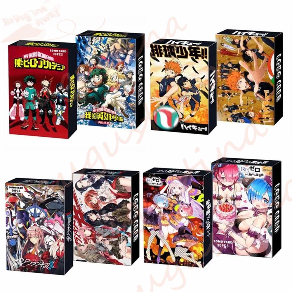 Augustina Kartu Pos Mini Anime Jepang 30Pcs/Box In The FRANXX Fans Gift Haikyuu!! Fans Koleksi My Hero Academia