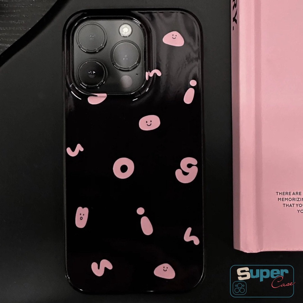 IPHONE Ins Fashion Cute Smiley Halus Case Kompatibel Untuk Iphone8 7plus XR 13 11 14 12 Pro Max X XS Max SE 2020 Alfabet Sederhana Glossy Lembut Tpu Silicon Pasangan Ponsel Case