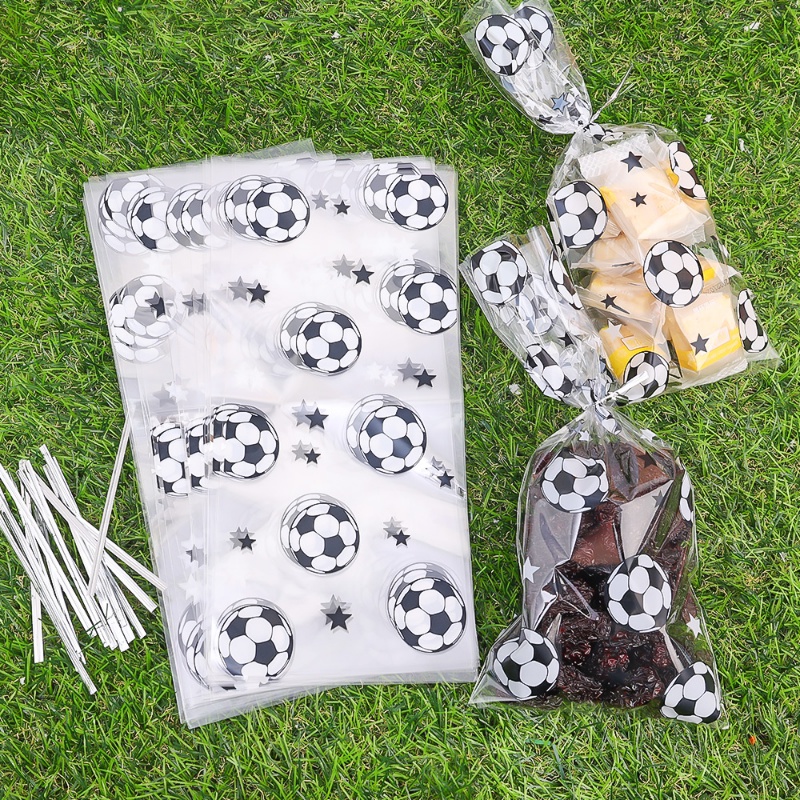 25 Pcs Kreatif Sepak Bola Hadiah Tas Mengobati Permen Cookie Barang Kecil Tas Untuk Hadiah Tamu Ulang Tahun Tema Sepak Bola Pesta Nikmat Kantong Dengan Dasi Twist