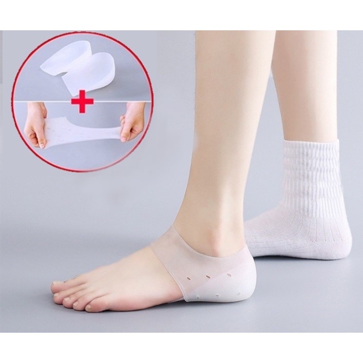 1 pasang Insole bening tak terlihat/sol silikon peninggi badan/Insole Silicone Heel Peninggi Badan