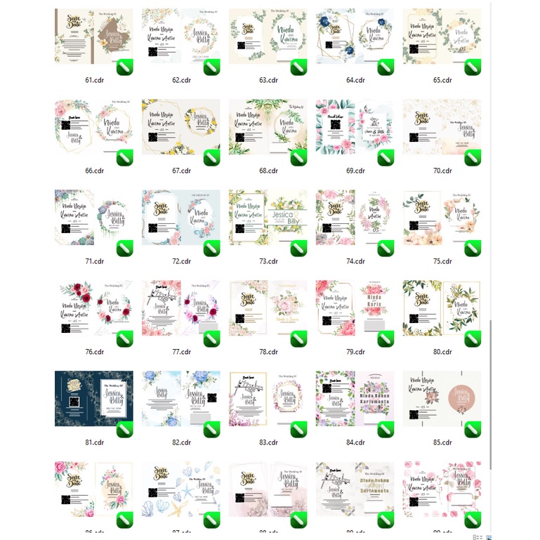 100 Desain Undangan Vintage Floral v4 CorelDraw v17