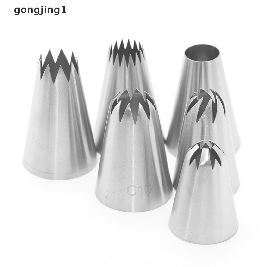 Ggg 6PCS/Set Cream Piping Nozzle Pastry Fondant Icing Tips Alat Baking Untuk ID Dapur