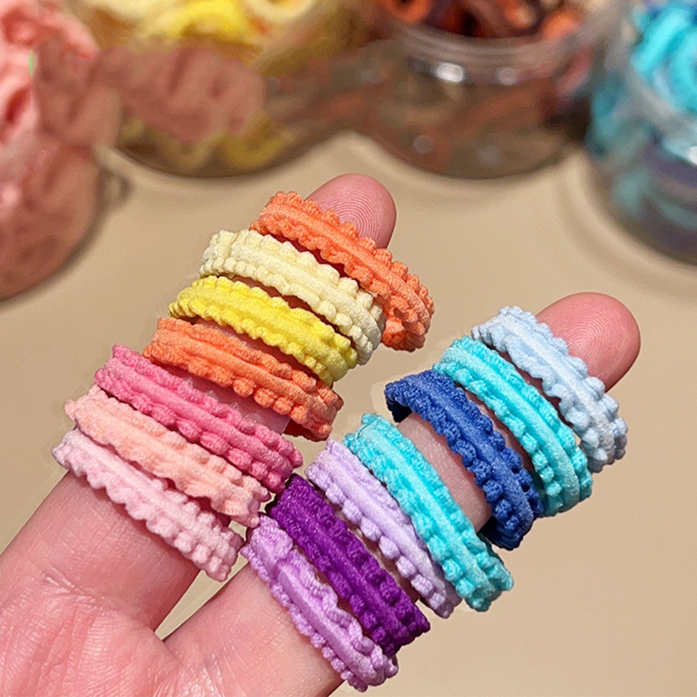 50pcs/set Ikat Rambut Elastis Tinggi Warna Permen Untuk Anak Kecil Segar Manis Perempuan Mini Scrunchies Tidak Sakit Rambut
