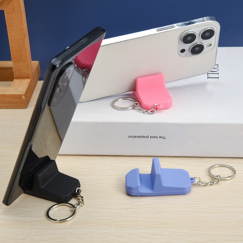Compact Portable Mini Sederhana Berkualitas Tinggi PVC Gantungan Kunci Cincin Pemegang Praktis Indah Halus Multi-Warna Outdoor Indoor Mobile Phone Stand