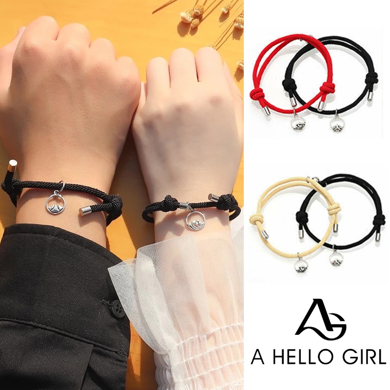 2pcs Gelang Tali Persahabatan Magnetik Untuk Pasangan