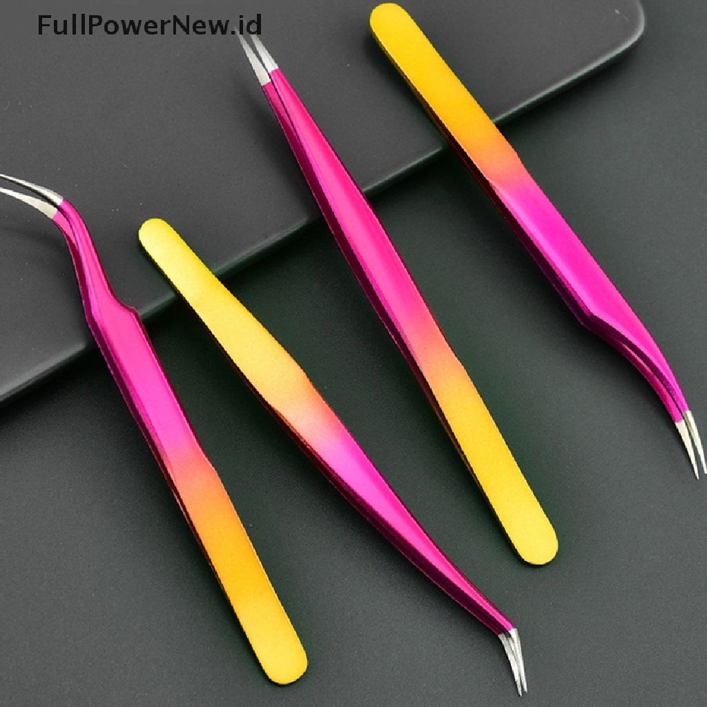 Power 1PC Pinset Ekstensi Bulu Mata Lurus &amp; Melengkung Stainless Steel Manicure Tools ID