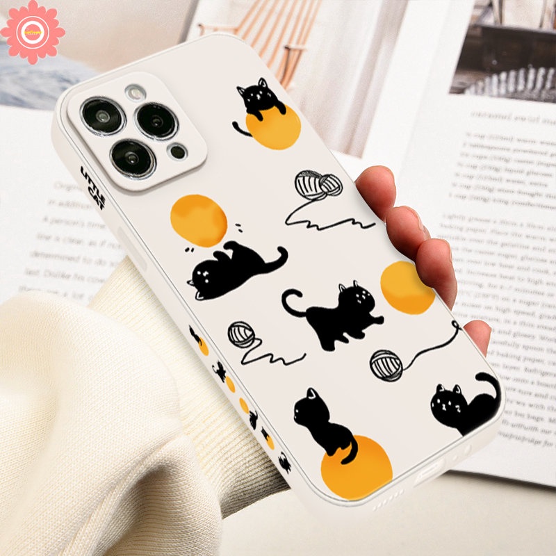 Kartun Lucu Cute Cat Case Realme C31 C25 C15 56i 10 9i 8 Pro 9 8 5i 7 C12 C25Y C33 C35 C20 C30 C25s C21Y C11 8i 10 C3 7i C17 C21 Pola Pinggiran Lurus Samping Soft Cover