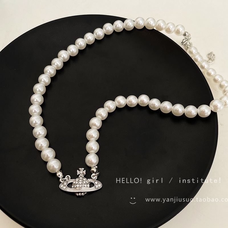 Ifyou Elegan Planet Kalung Gelang Mutiara Kristal Emas Perak Rantai Choker Gelang Untuk Wanita Perhiasan Aksesoris