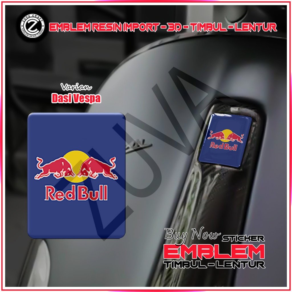 STIKER EMBLEM VESPA LOGO REDBULL EMBLEM TIMBUL STIKER VESPA DASI VESPA VESPA RESIN LENTUR Vespa LX/S