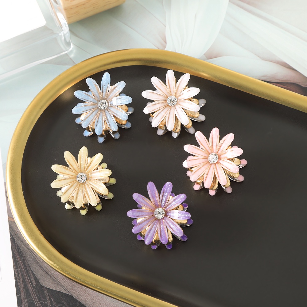 2pcs/set Sweet Daisy Small Hair Claws Alloy Klip Rambut Wanita Aksesoris Rambut