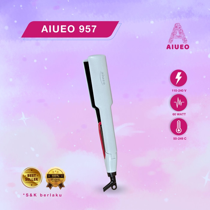 [GARANSI 18 BLN] • Catokan Rambut Hair Straightener AIUEO 957 | Alat Catok Meluruskan Rambut dan Keriting Profesional