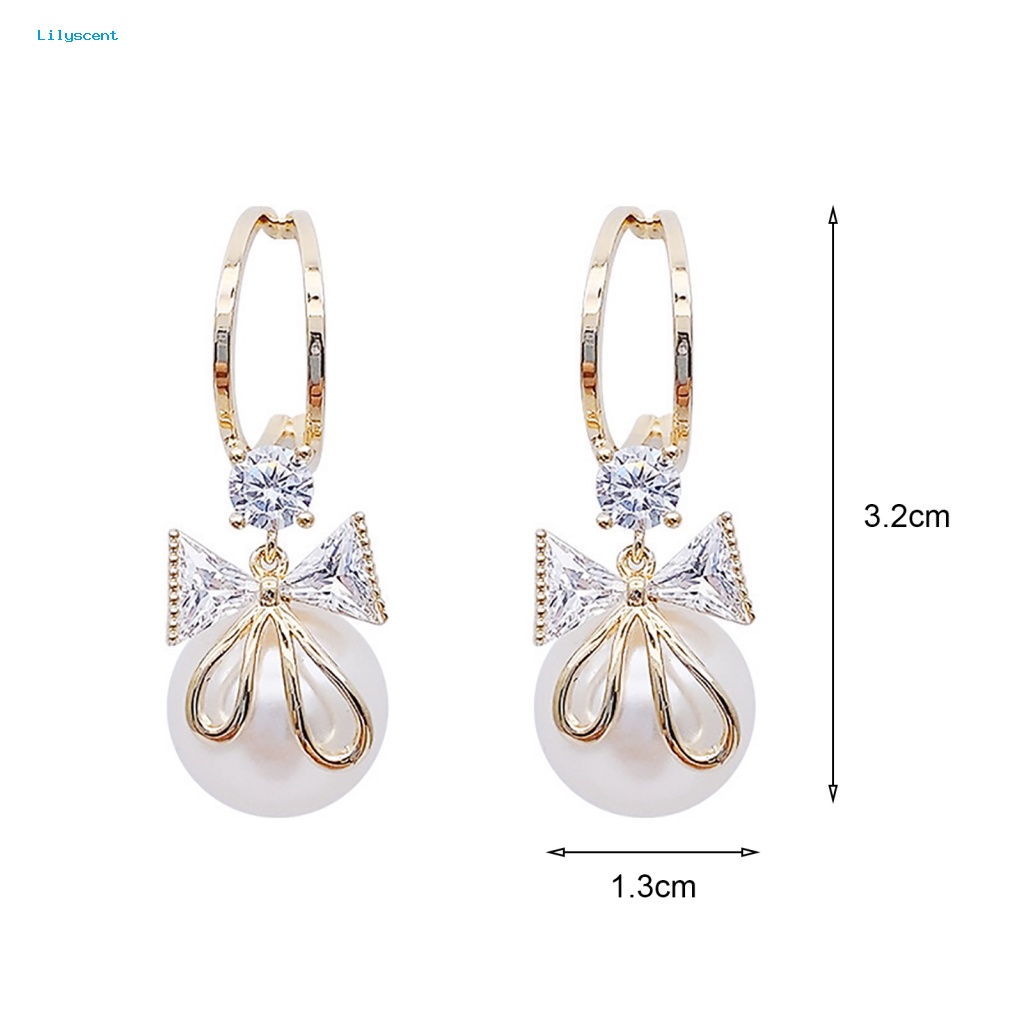 Lilyscent 1pasang High-end Lady Huggie Earrings Wanita Aksesori Prom Women Drop Earrings Stainless