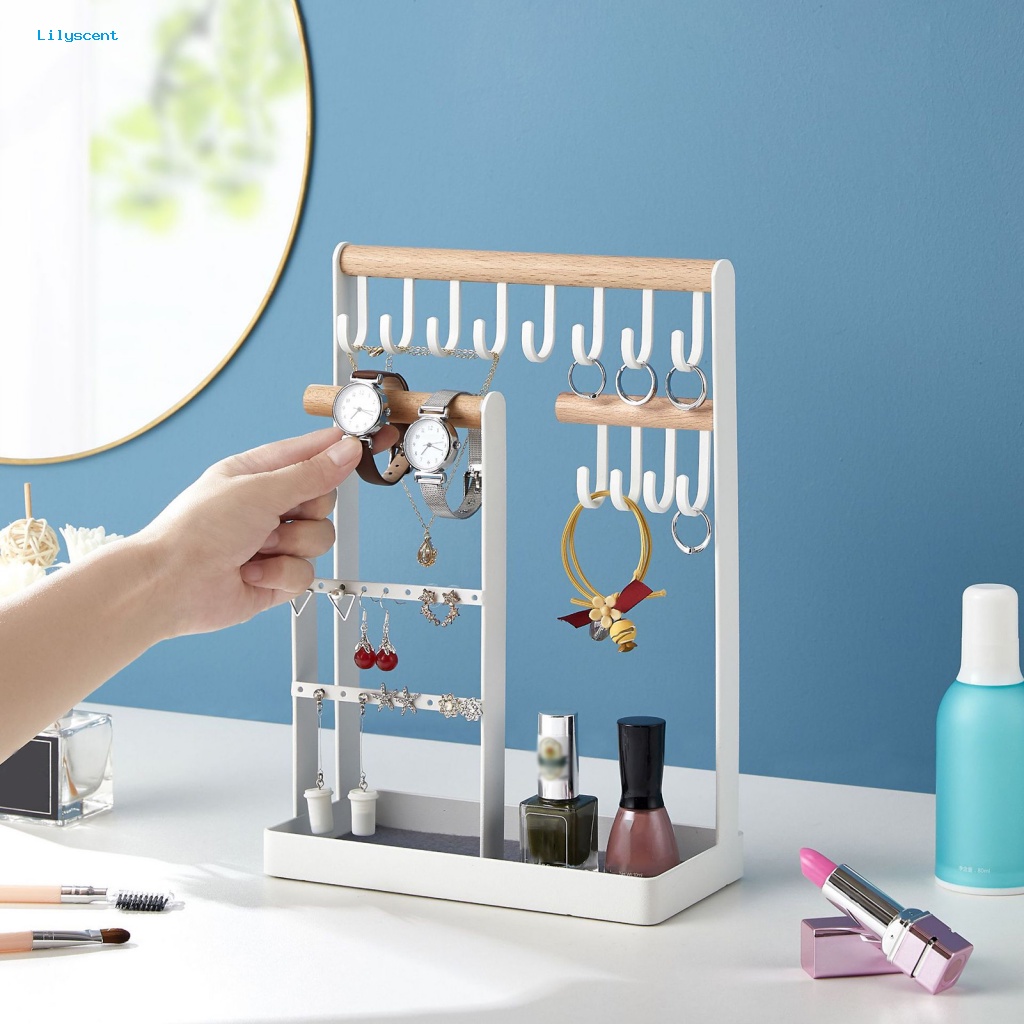 Lilyscent Portable Earrings Display Stand Perhiasan Aksesori Anting Menonton Kayu Perhiasan Display Stand Bertingkat