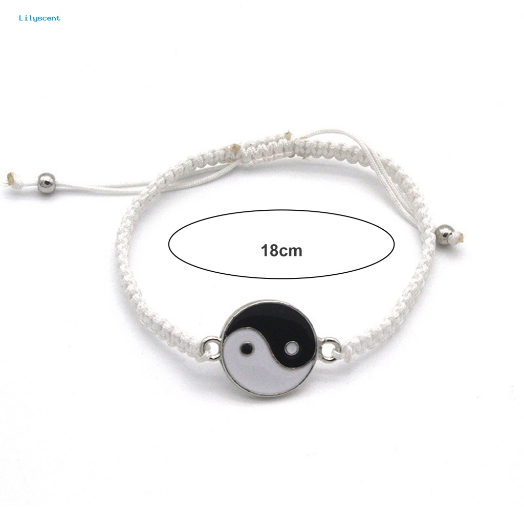 Lilyscent Unisex Pasangan Gelang Fashion Perhiasan Tai Chi Yin Yang Dekorasi Pasangan Tali String Adjustable