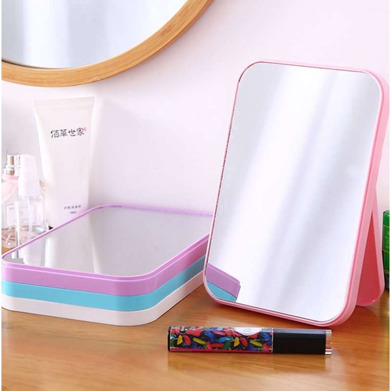 BOP CERMIN LIPAT PERSEGI PORTABLE / STANDING BEAUTY MIRROR KACA DUDUK UNTUK RIAS MAKEUP WAJAB / FOLDABLE VANITY MIRROR CERMIN MEJA