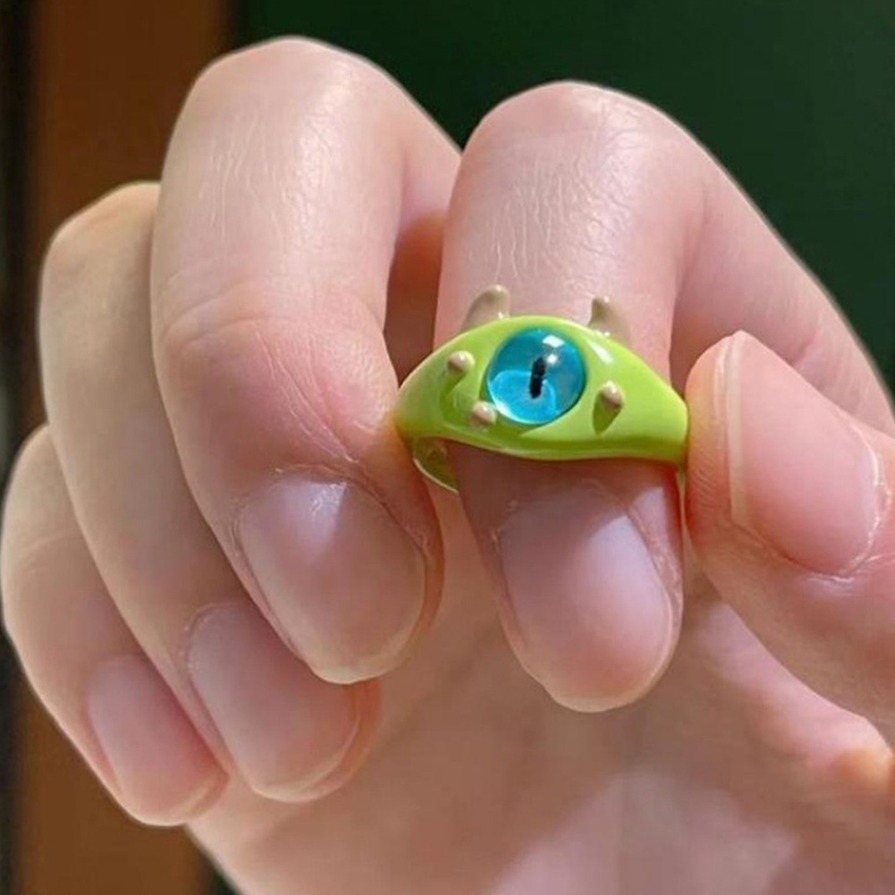 Fashion Cincin Lucu Kucing Hitam Dapat Disesuaikan Untuk Wanita Dan Pria/Cincin Jari Mata Besar Individu