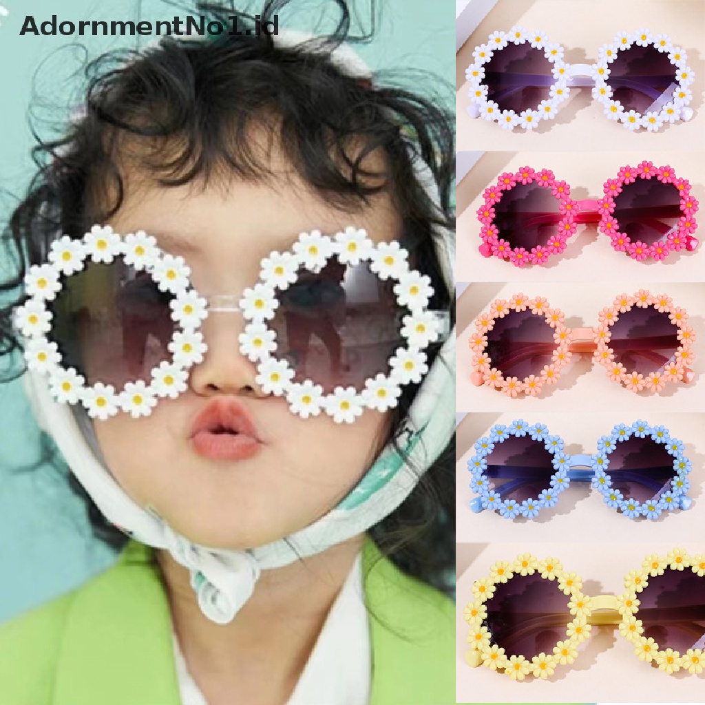 [AdornmentNo1] Kacamata Hitam Anak Kacamata Hitam Bunga Bulat UV400 Pelindung Sinar Matahari Eyewear [ID]