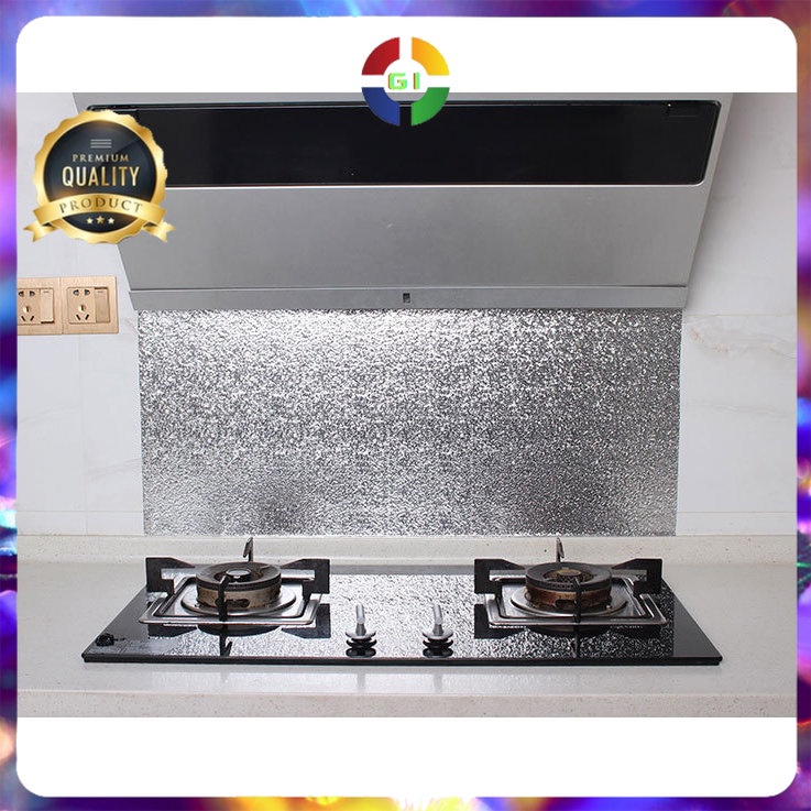 Wallpaper Aluminium Foil Anti Minyak Waterproof 100x60 cm Cubic Silver