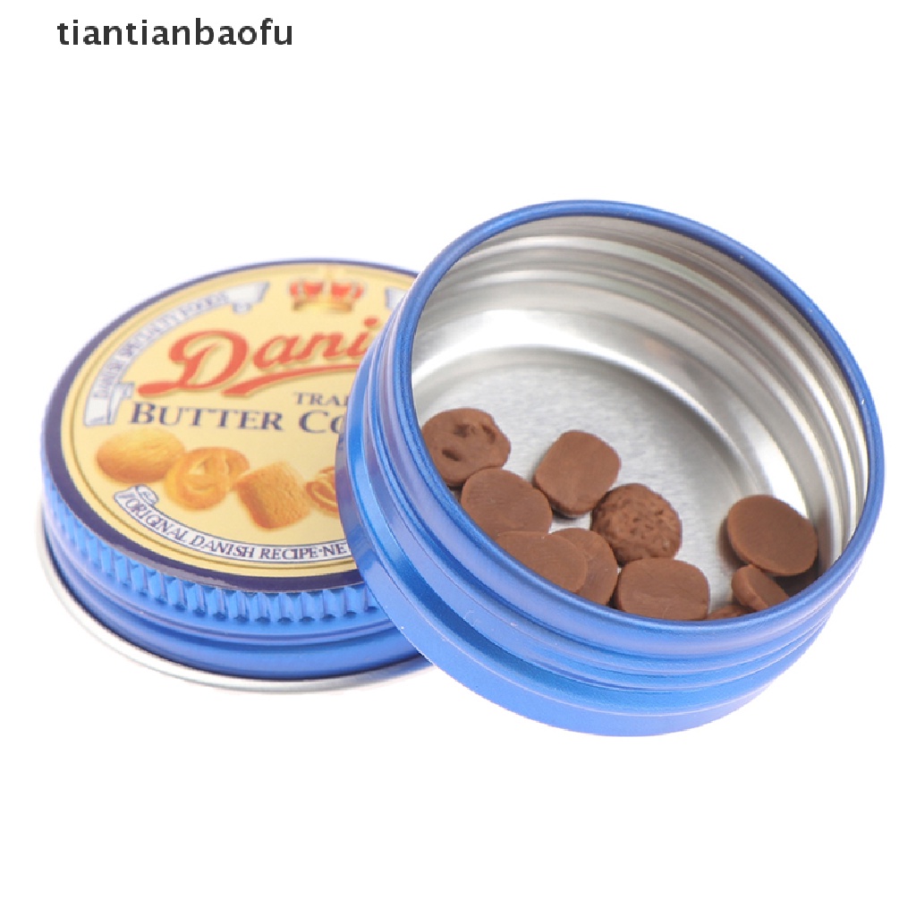 [tiantianbaofu] 1: 12rumah Boneka Miniture Dessert Cookies Cookie Tin Boneka Makanan Mainan Aksesoris Butik