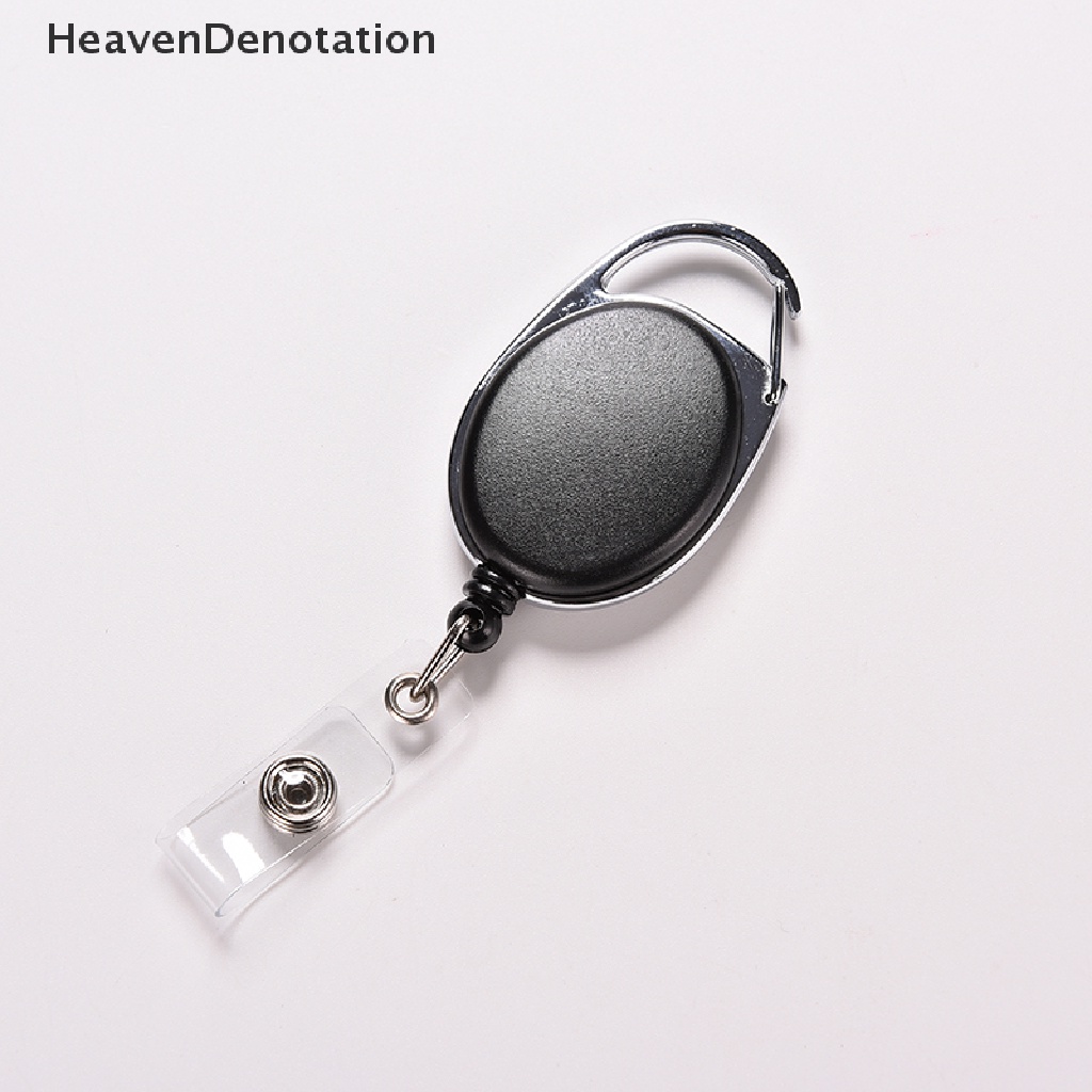 [HeavenDenotation] Recoil Dapat Ditarik ID Badge Lanyard Name Tag Kunci Card Holder Belt Klip Hitam HDV