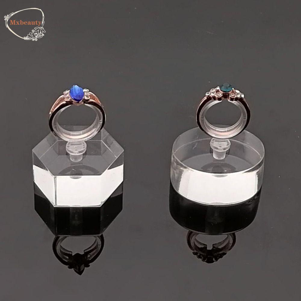 Mxbeauty Akrilik Display Cincin Berdiri Segar Tahan Lama Travel Kecil Warna Solid Rak Display Cincin Tempat Cincin Case Anting Rings Organizer