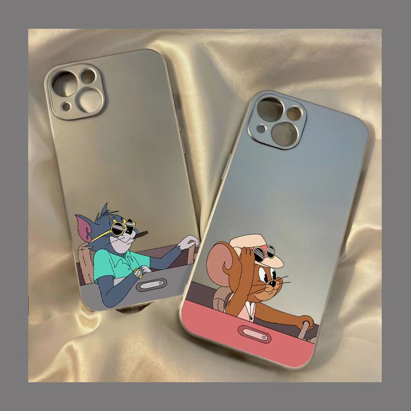 IPHONE Kucing Lucu Mouse Couple Soft Electroplate Case Kompatibel Untuk Iphone11 14 13 12 Pro XS Max XR X8 +7 6S Plus Casing Ponsel Mini TPU Silikon Shockproof Cover