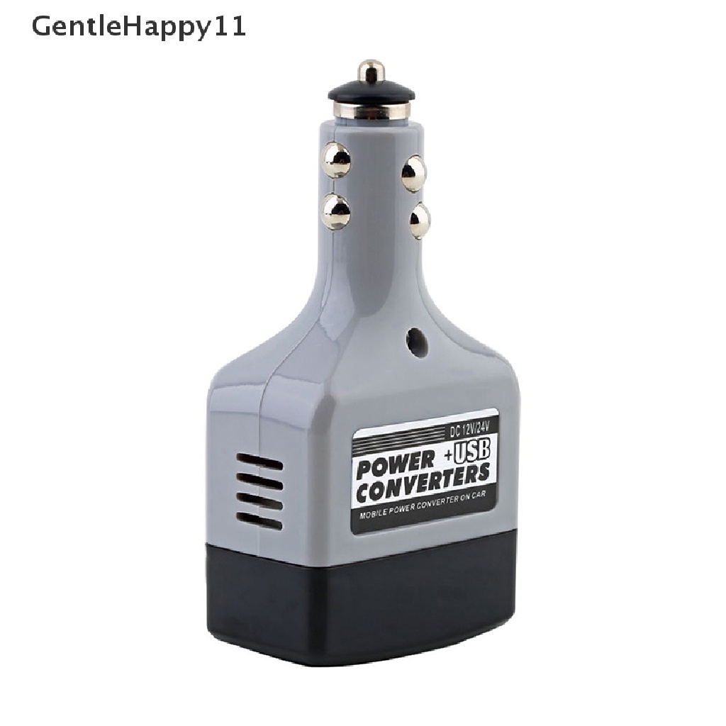 Gentlehappy Adaptor Inverter Converter Handphone Mobil DC 12V/24V Ke AC 220V Charger Power+USB id