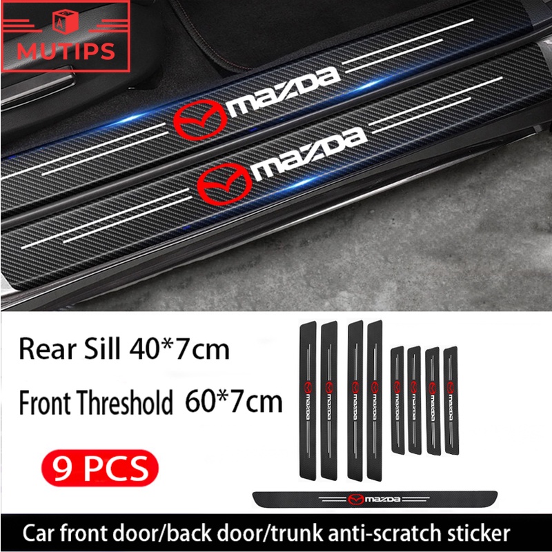 Mazda 9Pcs Stiker Pintu Mobil Carbon Fiber Sill Protection Auto Anti Gores Anti Slip Untuk Mazda2 65 CX9 BT50 2 3 CX5 CX30 CX8 CX3