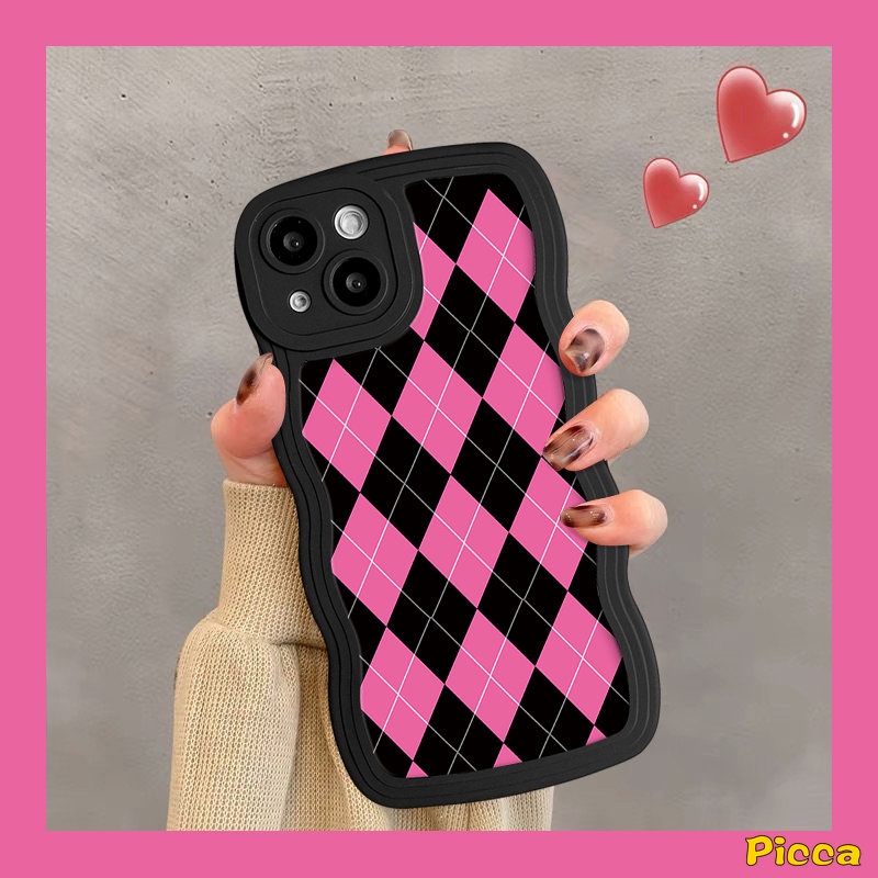 Case Redmi 12C 10A 10 9 A1 10C A1+9T 9A 9C NFC Redmi Note11 8 9 11s 10 9s 10s 10 Pro Max Mi 11T Pro POCO M3 X3 NFC Pro Ins Love Heart Chessboard Diamond Grid Lembut Sarung Tepi Wavy